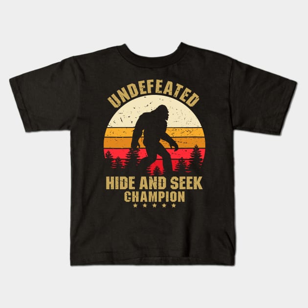 Vintage Undefeated Hide And Seek Champion Shirt Bigfoot 2 Kids T-Shirt by luisharun